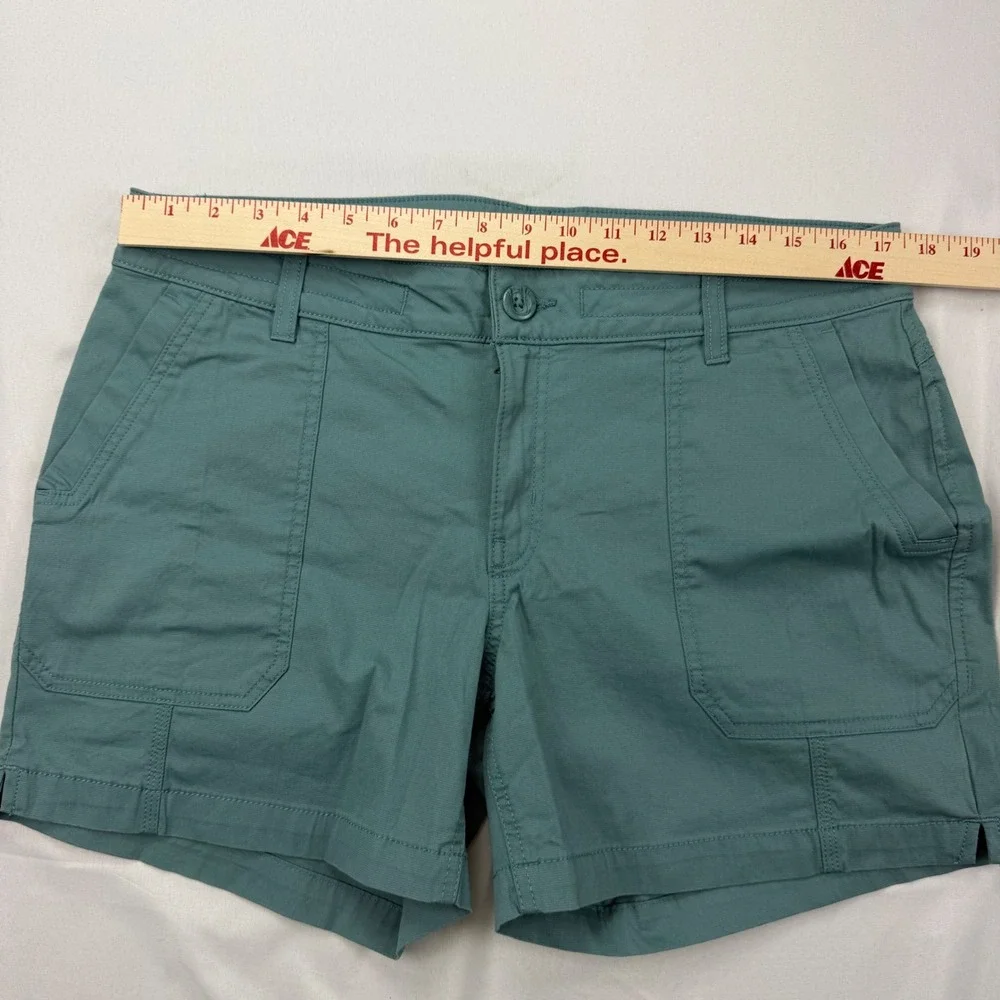 prAna Shorts Women 12/31 Teal Organic Cotton Stretch Outdoor Hiking Patch Pocket